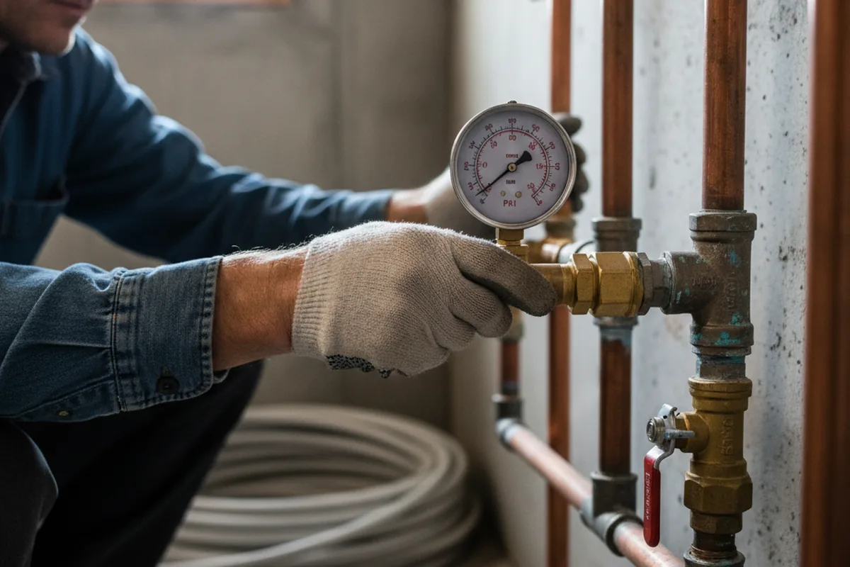 Pressure testing a repaired line during Water Line Repair in Dearborn Heights